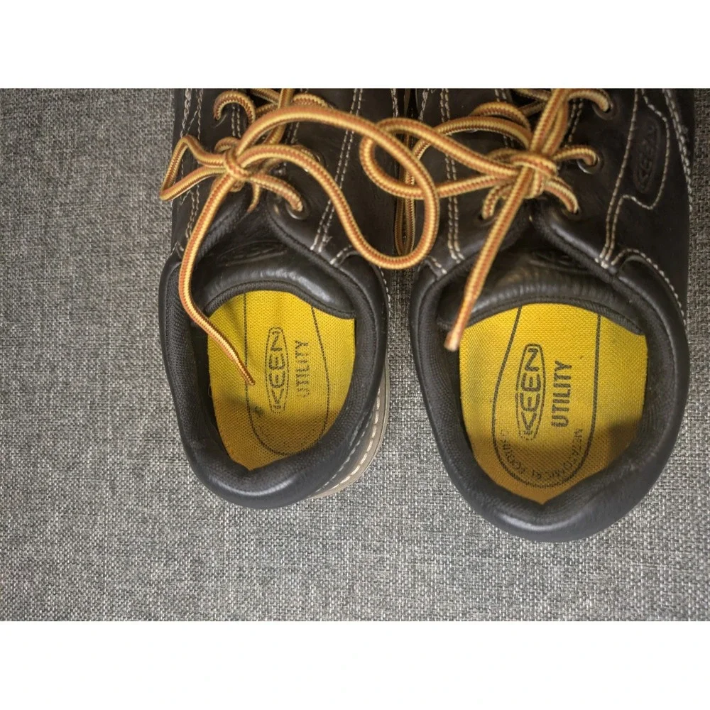 KEEN Utility Mens Safety Toe Work Lace Shoes Black Leather Slip Resistant 7.5D